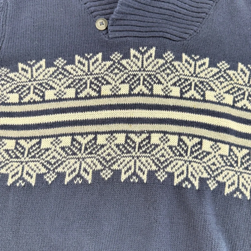 The Childrens Place Boys Navy Blue Fair Isle Snowflake Shawl Collar Sweater 7/8‎